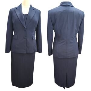 NWT Giovanna Signature Skirt Suit Set 12 Dark Blue Career Work Church Formal NEW